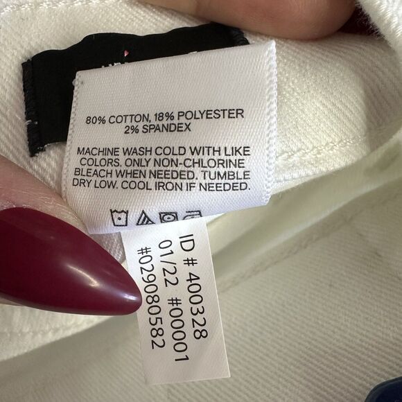 New EXPRESS Straight Ankle White Mid Rise White Jeans Size 10 R - Picture 11 of 13